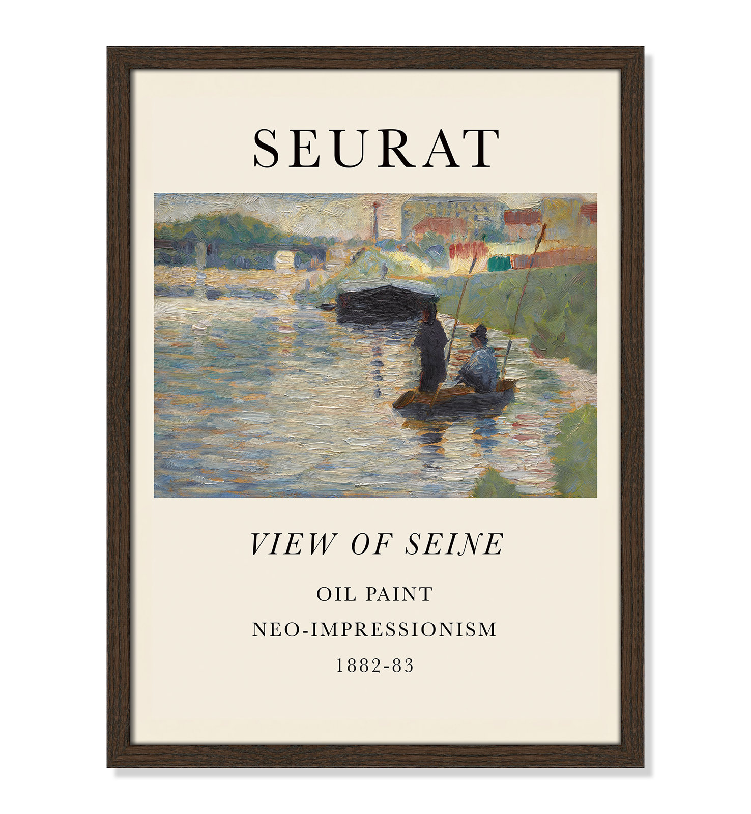 Old Masters Collection "View of Seine" Print, Walnut Single Picture Frame, No, 23" H x 17" W x 0.75" D