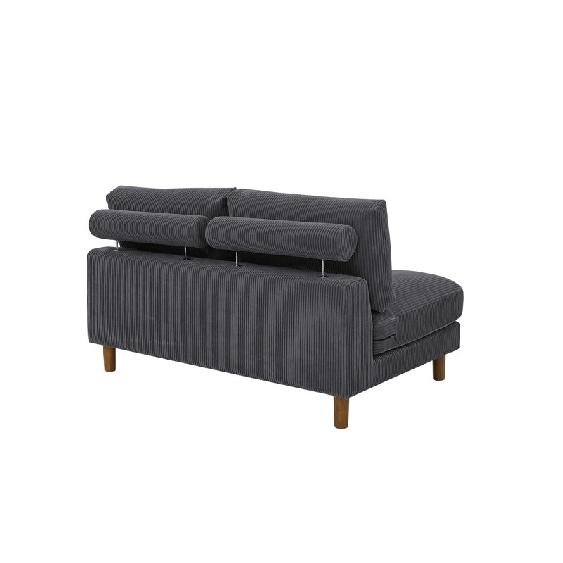 Causeuse sans accoudoirs de 57 po Waxman, Gris foncé