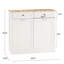 White Trash Storage Cabinet With Two Drawers And Compartments, Coated Exterior Fashionable Container In Kitchen - Painted