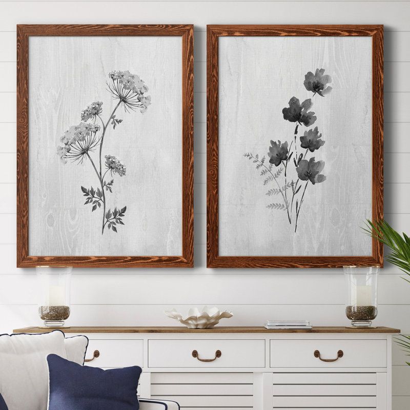 Neutre pré III - ensemble de 2 reproductions de dessins, H 44 po x l 31 po x P 1 po, Toile avec cadre érable, Pas de tapis