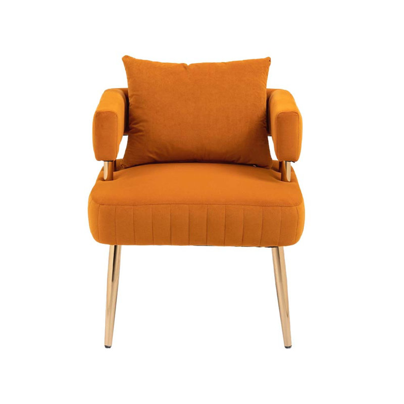 Izayah Upholstered Accent Chair, Orange Polyester