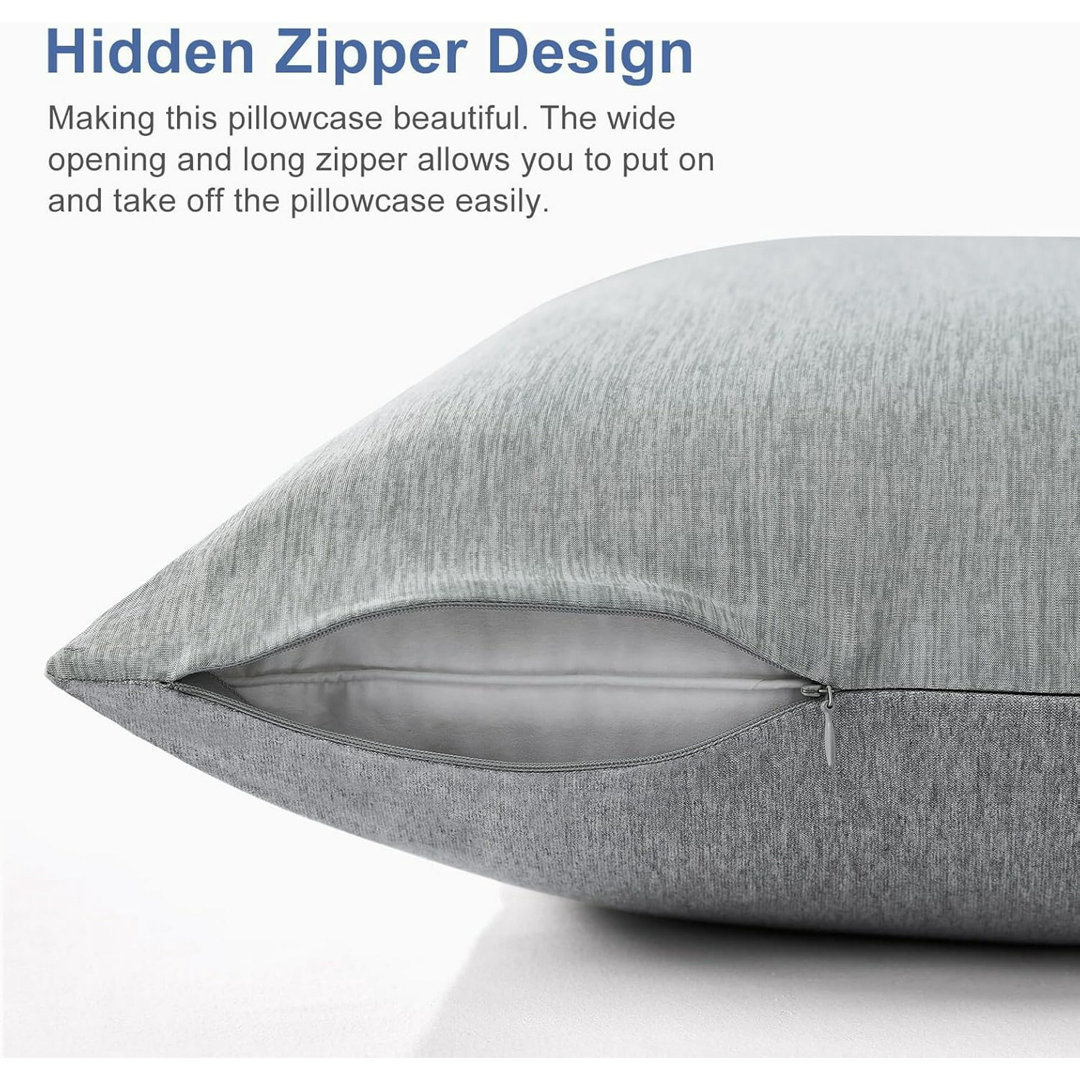 Cooling Pillow Case All Seasons for Hot Sleepers, Pillow Covers with Invisible Zipper (Set of 2) Quntis 