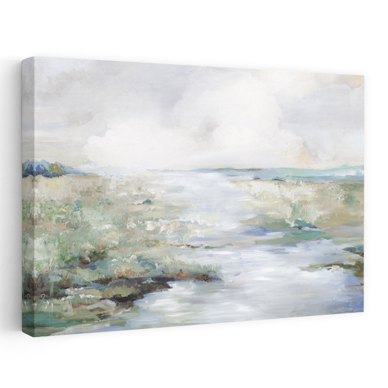 Plage verte, paysage, nature, peinture, impressionnisme, art côtier, contemporain, H 24 po x l 16 po