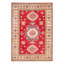 Tapis rouge / beige noué à la main de conception unique 6 pi 7 po x 9 pi Alue