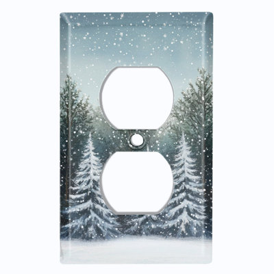 Couvercle de plaque d'interrupteur en métal; Recto-verso standard US 1 bande - Arbres enneigés