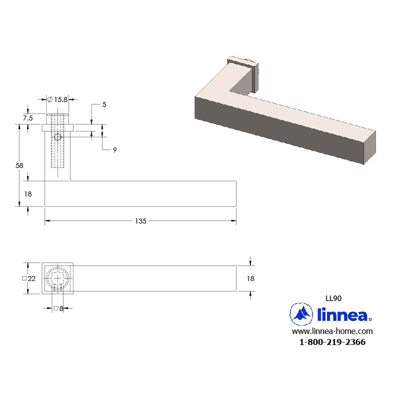 Privacy Door Lever Set, Satin Stainless Steel, 2.375"