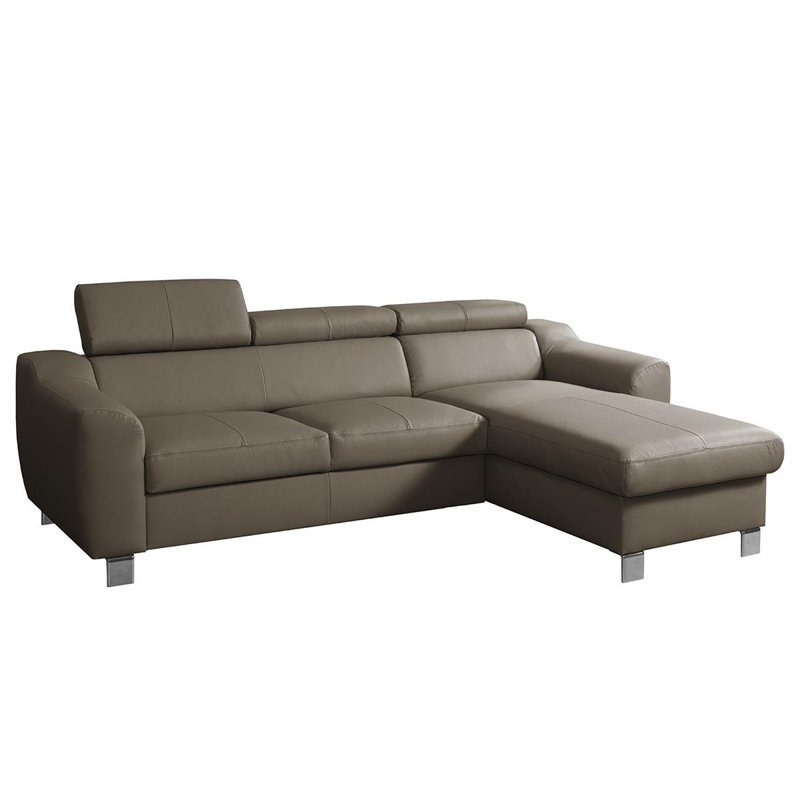 Avaiyah Leather Chaise Sofa with Sleeping Function and Storage, Taupe, Right Hand Facing, No