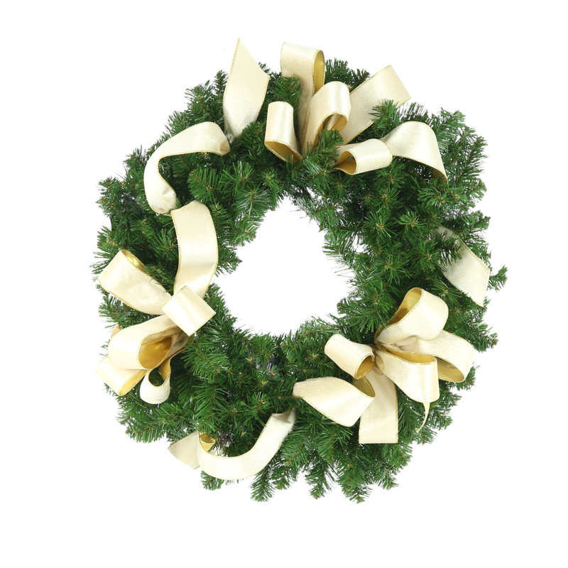 32" Evergreen Wreath With Bows