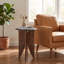 Black Marble & Wood Petal-Leg Side Table