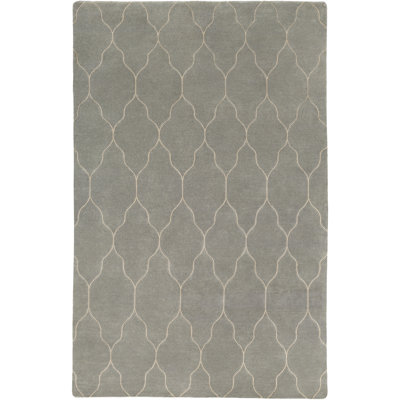 Tapis gris neutre en laine noué à la main Moreton