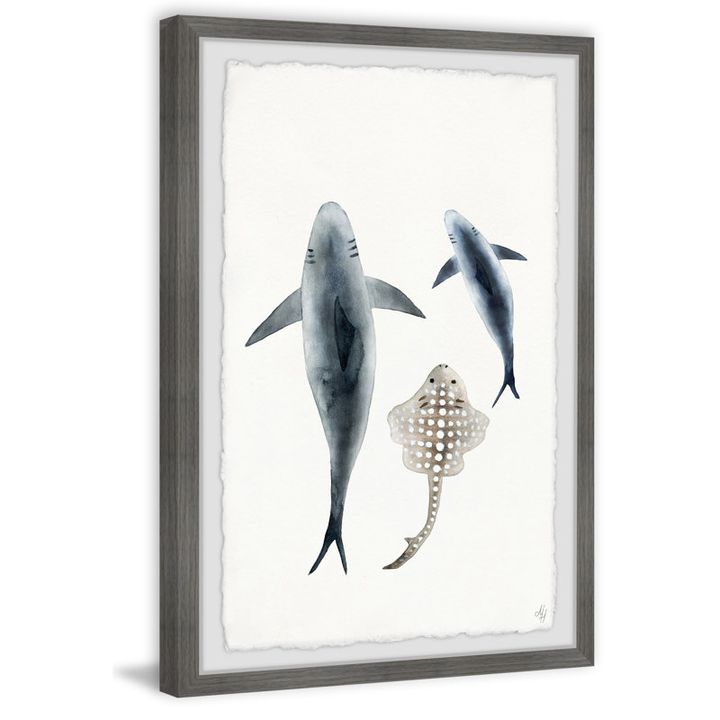 Kevon Sharks And The Ray - Single Picture Frame Painting, 61cm H x 41cm W