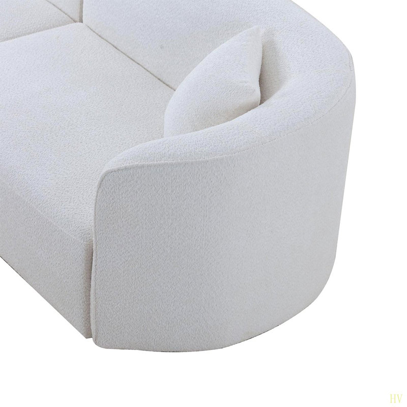 Luxury Modern Style Living Room Upholstery Curved Sofa With Chaise 2-Piece Set, Left Hand Facing Sectional,  Boucle Couch