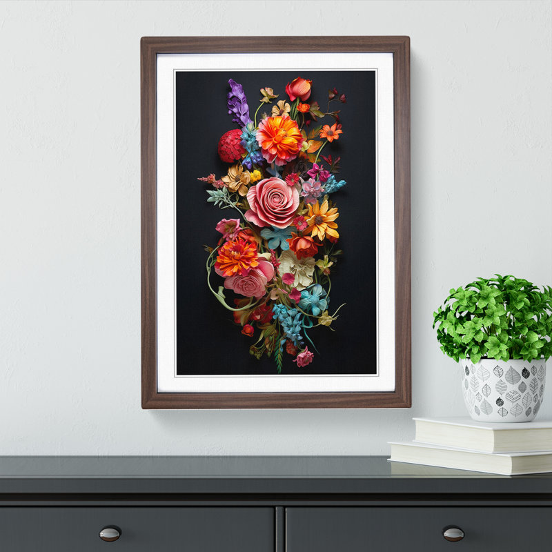 Floral Conceptual - Framed Print, 64cm H x 46cm W x 2cm D, Walnut