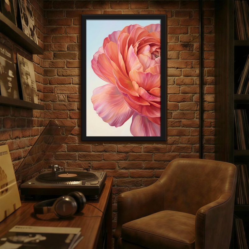 «Plants & Flowers Pink Rose», reproduction d'art sur toile, H 16 po x l 24 po