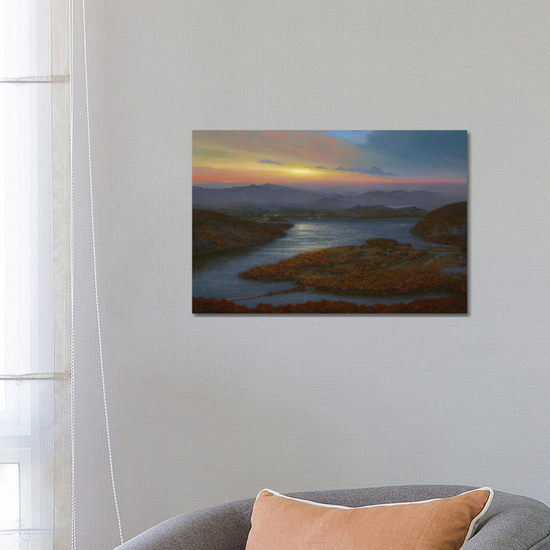 Sunrise Over Iona Island From Bear Mountain by Ken Salaz - Wrapped Canvas Painting, 66.04 cm H x 45.72 cm W x 3.175 cm D