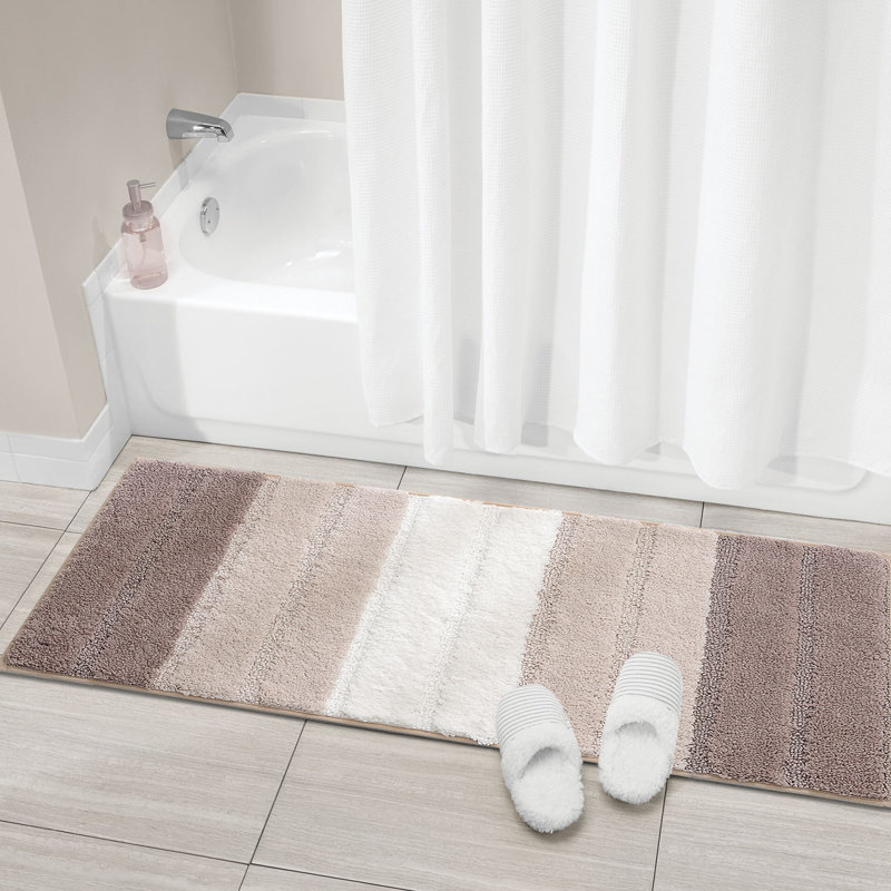 Meader Non-Slip Bath Rug, Gray Stripped, 47.24" W x 17" L