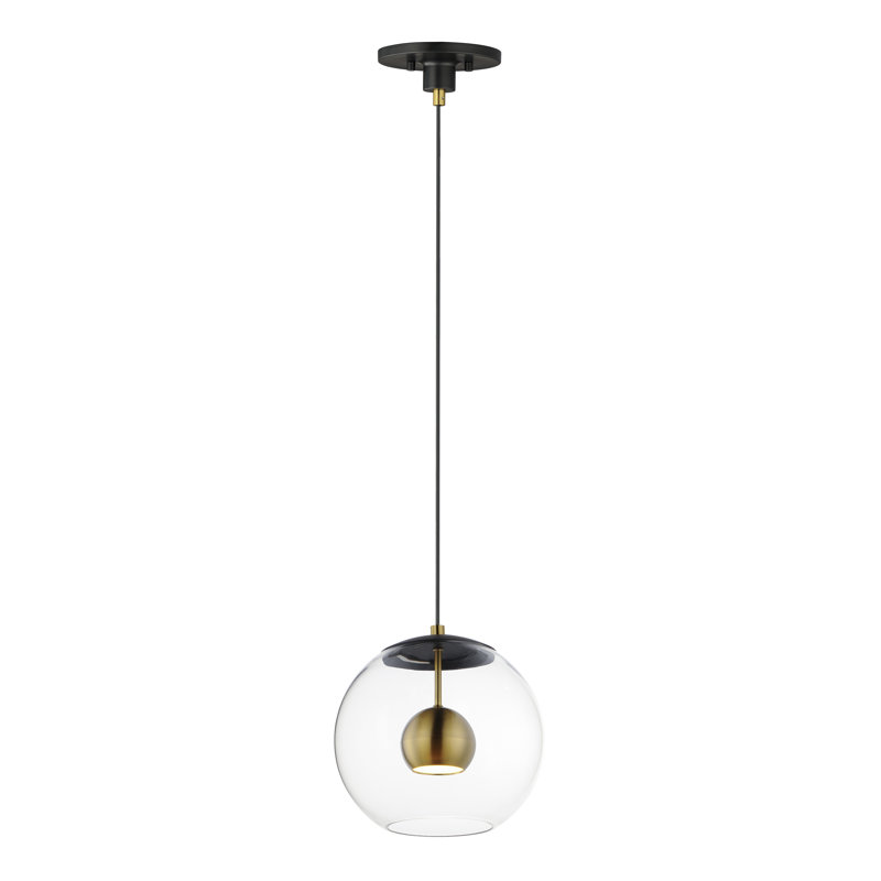 Artigoran 1 - Light Black/Natural Aged Brass LED Single Pendant, 11.75" H x 11" W x 11" D