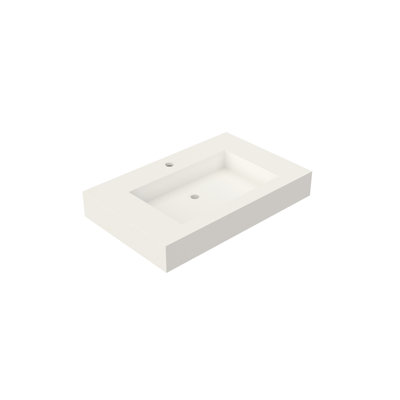 Lavabo de meuble-lavabo de salle de bain en résine solide à surface solide, blanc mat, 4,27 po de hauteur, 18,65 po de largeur, 29,17 po de profondeur, 36,94 lb, avec lavabo intemporel et fonctionnel