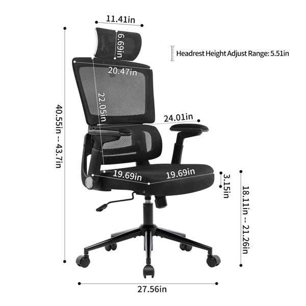 Isairis Ergonomic Office Chair with Adjustable Headrest and Armrests Inbox Zero Frame Color: Black