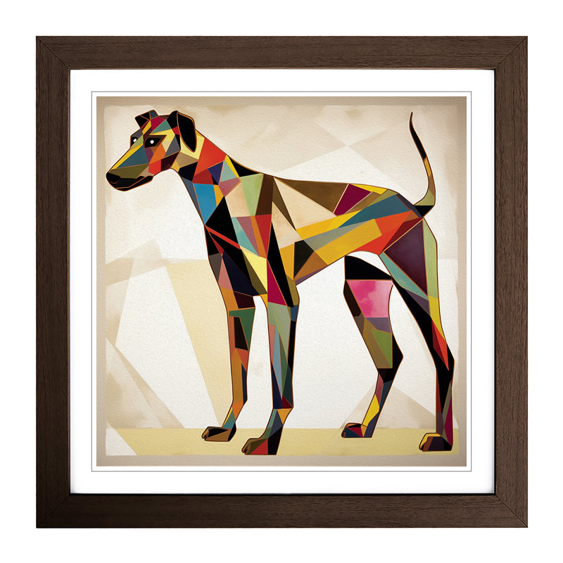Greyhound Dog Constructivism - Framed Print, Walnut