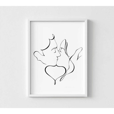 Kiss, art mural: Couple minimaliste, étreinte 