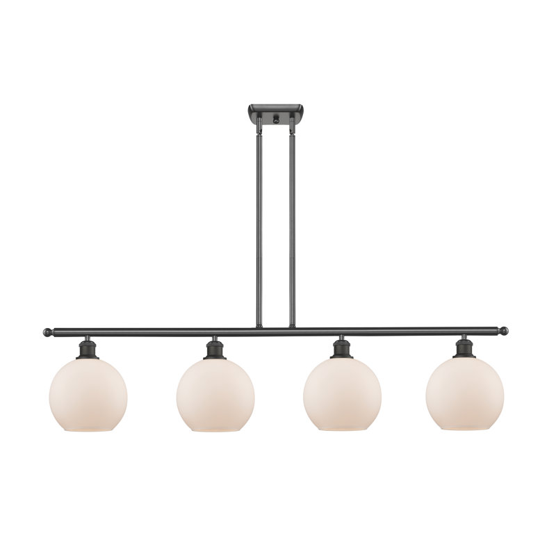 Luminaire suspendu linéaire à 4 lumières pour îlot de cuisine Baptista, Bronze huilé, Blanc mat, DIRIGÉ