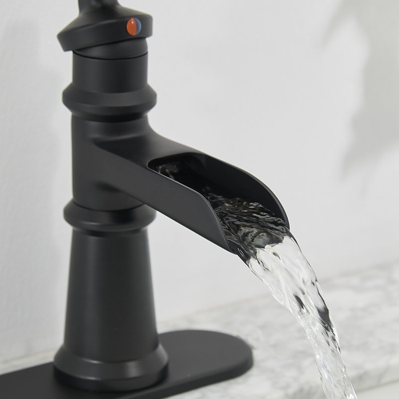 Matte Black Single Handle Bathroom Faucet with Pop-Up Drain