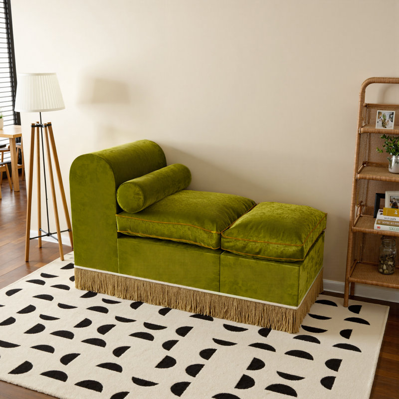 Wowmax Chaise Lounge Chair Indoor With Ottoman, 51" Upholstered Sleeper Lounge Sofa Chair With Roll Pillow, Modern Upholstered Sleeper Couch Bed For Bedroom, Living Room