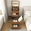 Bureau de coiffeuse 3 en 1 avec miroir éclairé et tabouret, coiffeuse à plateau rabattable, rangement compact pour la chambre à coucher, la salle de bain et le vestiaire (L 18,9 po, noyer)-1068356067