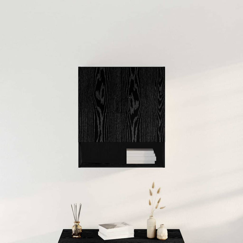 vidaXL Wall Cabinet Hanging Storage Cabinet Wall Cupboard Engineered Wood, Black Oak