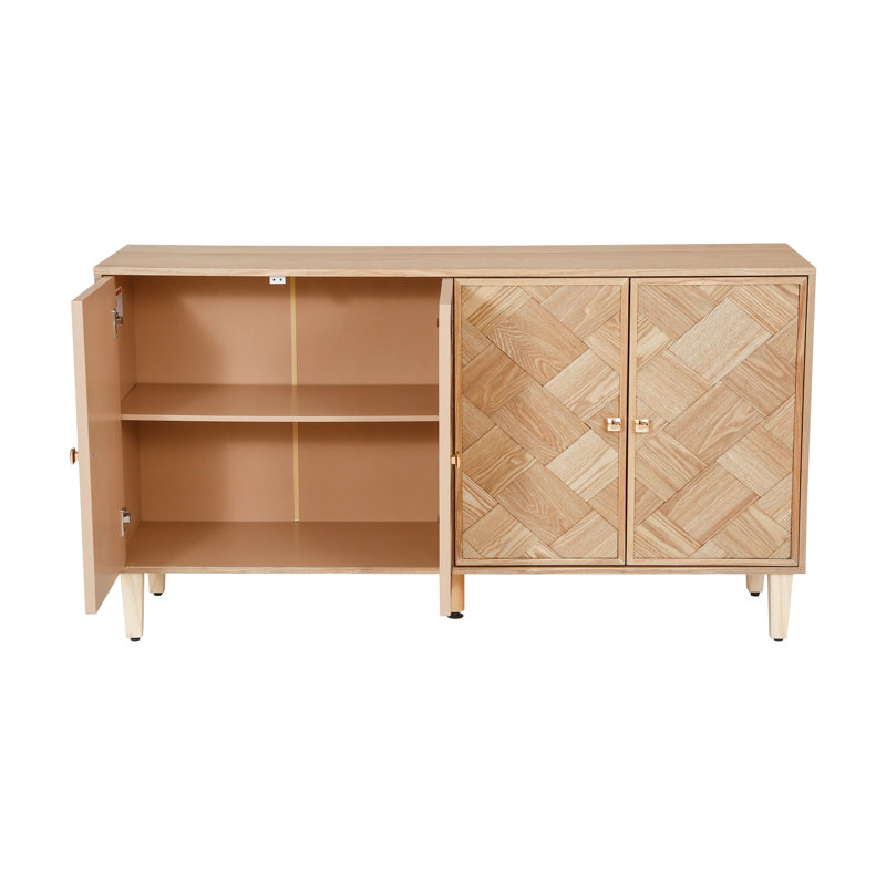 Mario 59.8” Modern Storage Sideboard With Pine Wood Legs