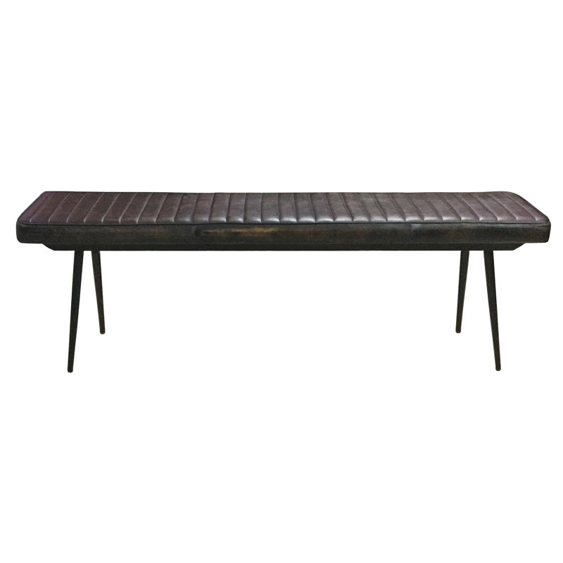 Eloise Genuine Leather Upholstered Bench, Espresso