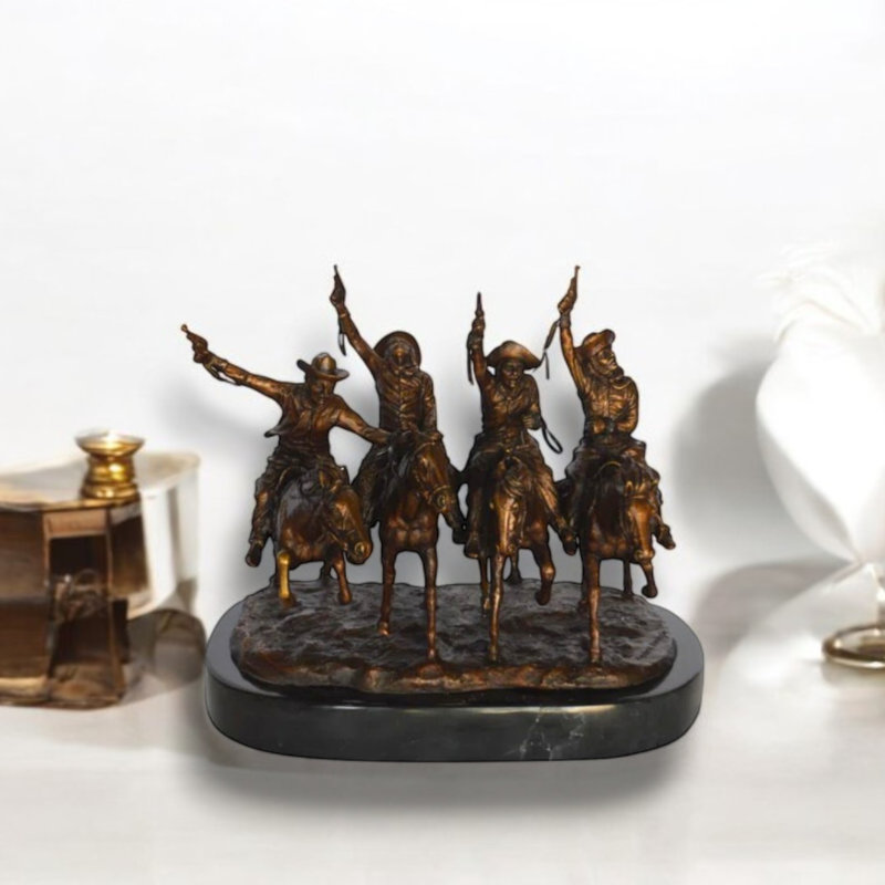 Petite statue en bronze à base de marbre Orrville de la collection Remington Coming The Rye, 14 po x l 9 po x H 13 po