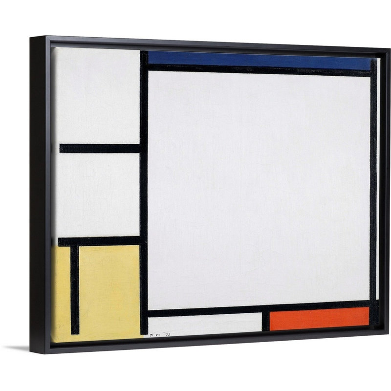 Composition avec bleu, rouge, jaune et noir de Piet Mondrian-reproduction d’art sur toile, Cadre noir