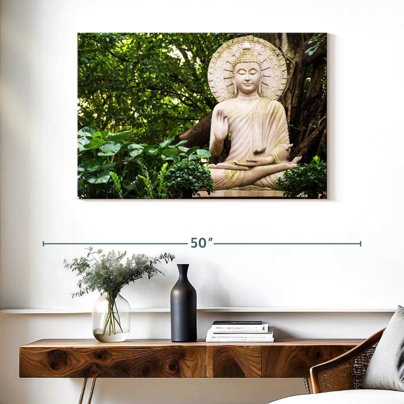 Statue de Bouddha Adella dans les bois, H 26 po x l 39 po