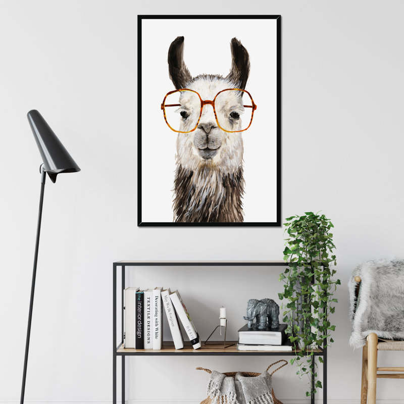 Hip Llama III by Victoria Borges - Painting, Black Framed Paper Print, 95cm H x 65cm W