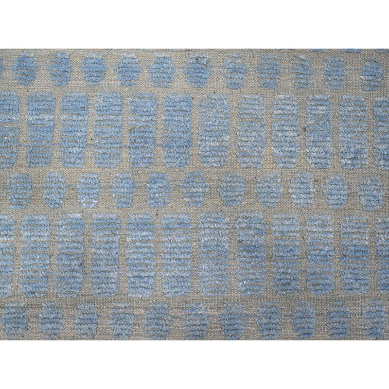 11'9" x 15'1" Blue Hand Knotted Moroccan Weave Embossed Pile Oversized Oriental Rug