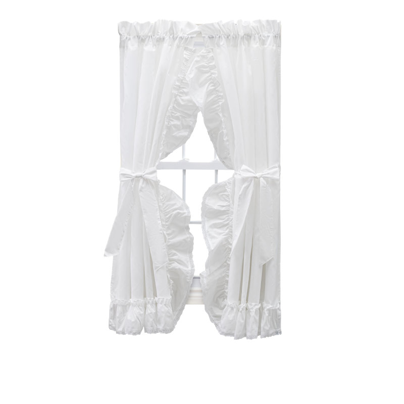 Bralynne Cotton Blend Semi-Sheer Curtain Pair, 50" W x 63" L, White