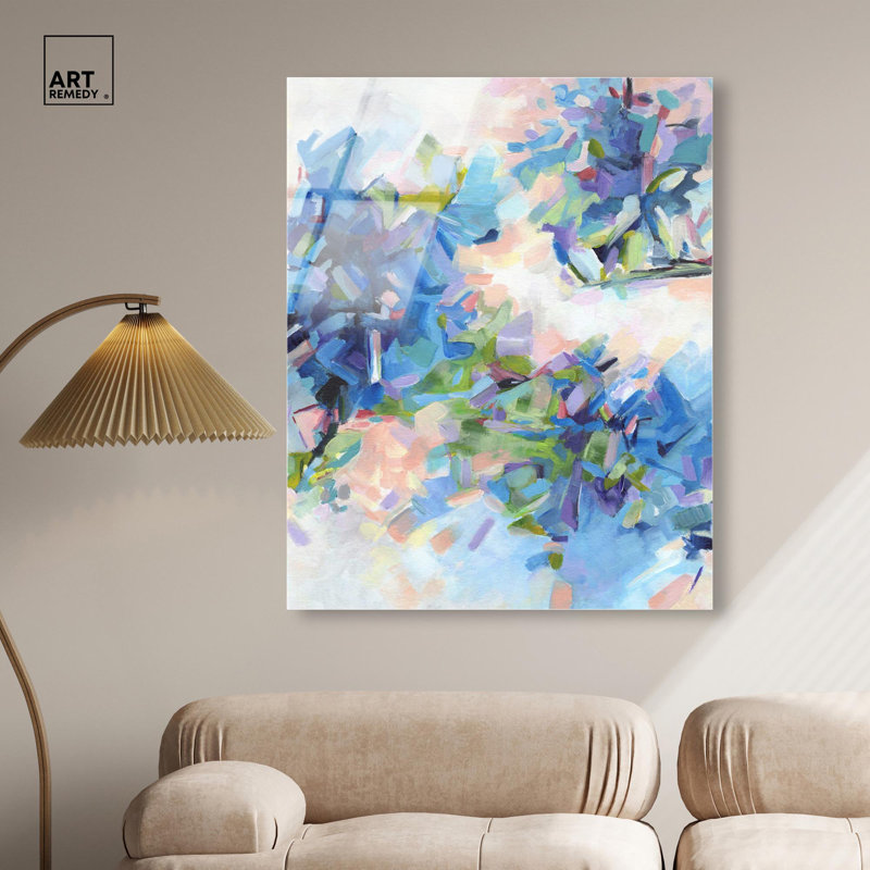 Art floral occidental en acrylique Blue Botanicals par Art Remedy, prêt à être accroché, H 45 po x l 36 po