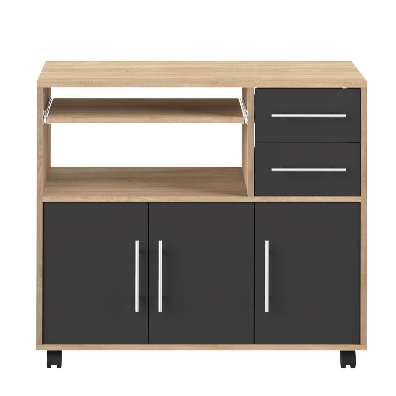 Seyma Wood Kitchen Cart, Black/Oak