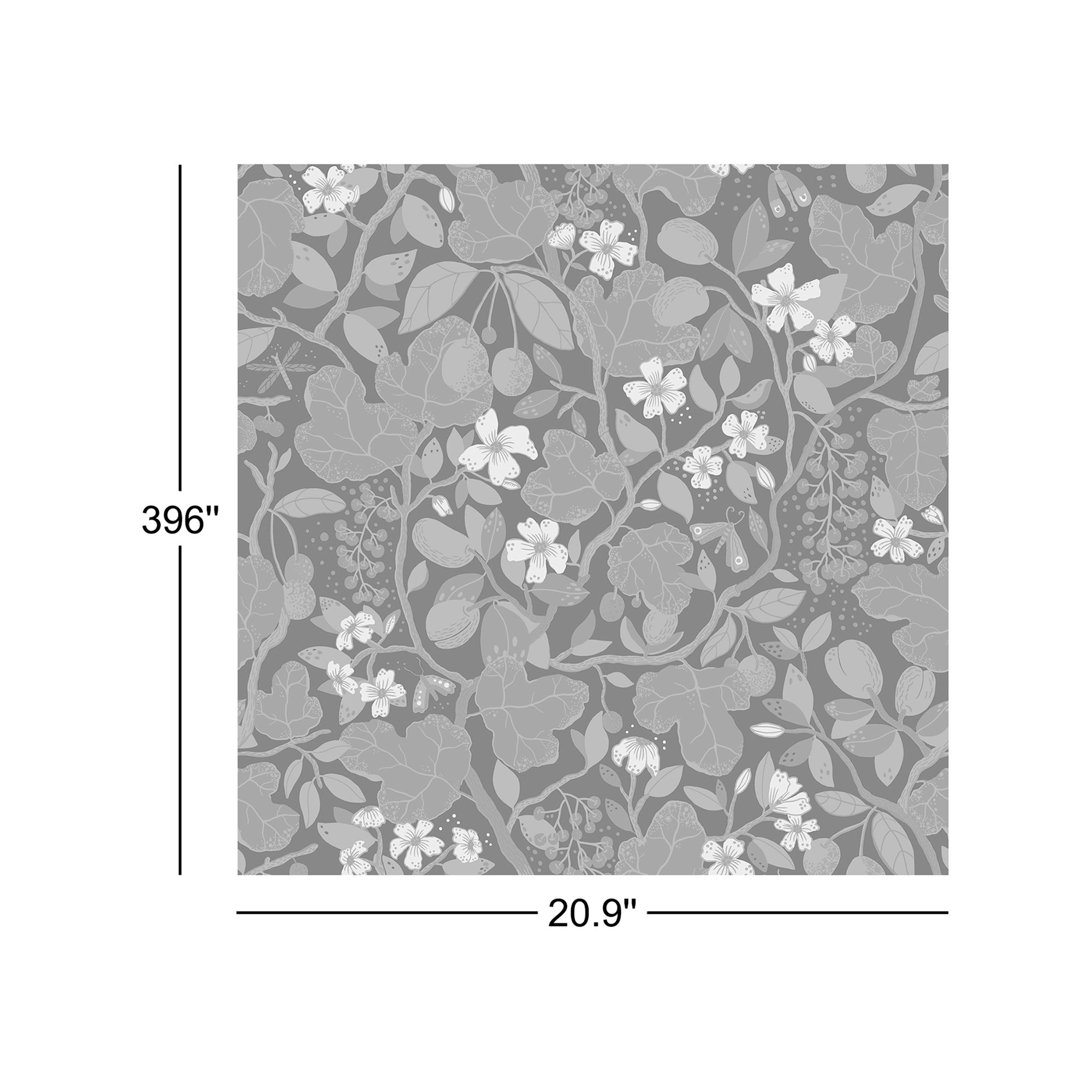 Wesler Floral Wallpaper, Gray