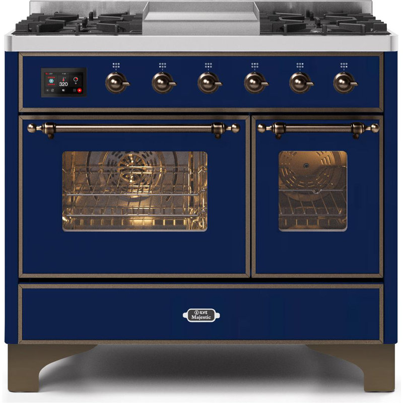 Majestic II 40" 3.82 cu. ft. Freestanding Dual Fuel Range with Griddle, Liquid Propane, Midnight Blue/Bronze
