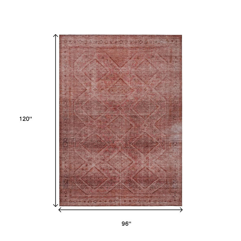 Tapis intérieur / extérieur lavable 8 pi x 10 pi rose et ivoire