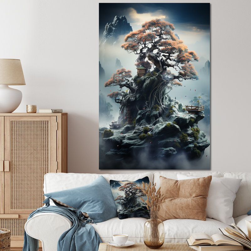 Mystical Bonsai 1 - Art mural Bonsai, Toile tendue, H 60 po x l 28 po