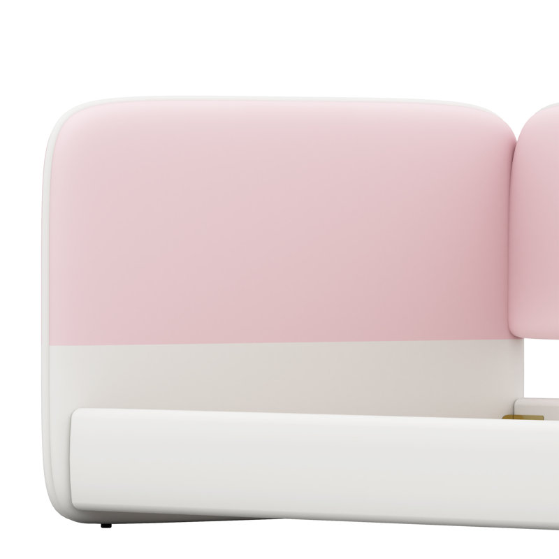 Lits jumeaux roses, cadre bas recouvert de velours, chambre d'enfant moderne, Pink