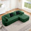 Canapé 106D de 106 po sans assemblage en tissu non assemblé, couleur contrastée, canapé moelleux et confortable avec méridienne en L, pour le salon