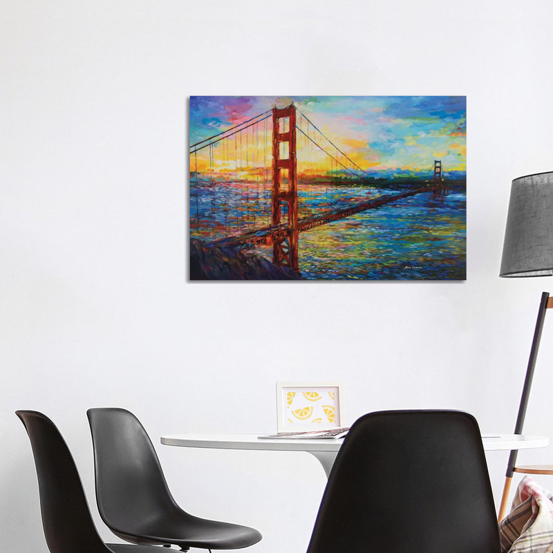«Golden Gate Bridge, San Francisco, CA» par Leon Devenice - reproduction d'art sur toile tendue, H 26 po x l 40 po x 1,5 po