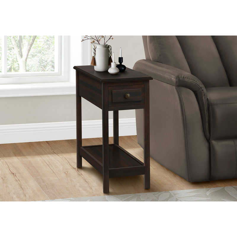 Accent Table, 2 Tier, End, Side Table, Narrow, Nightstand, Bedroom, Storage Drawer, Lamp  Veneer, Transitional