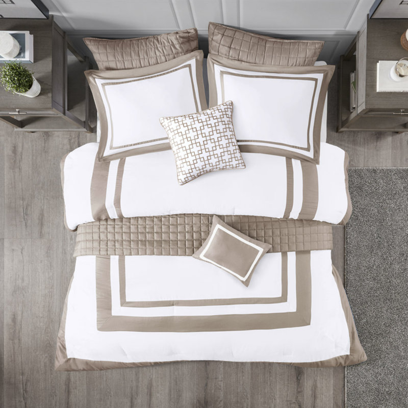 Collection d'édredon et de courtepointe 8 pièces Taupe