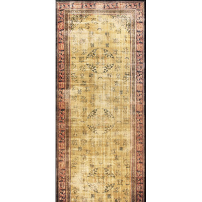 Light Yellow Antique Distressed Oversized Chinese Knotted Rug